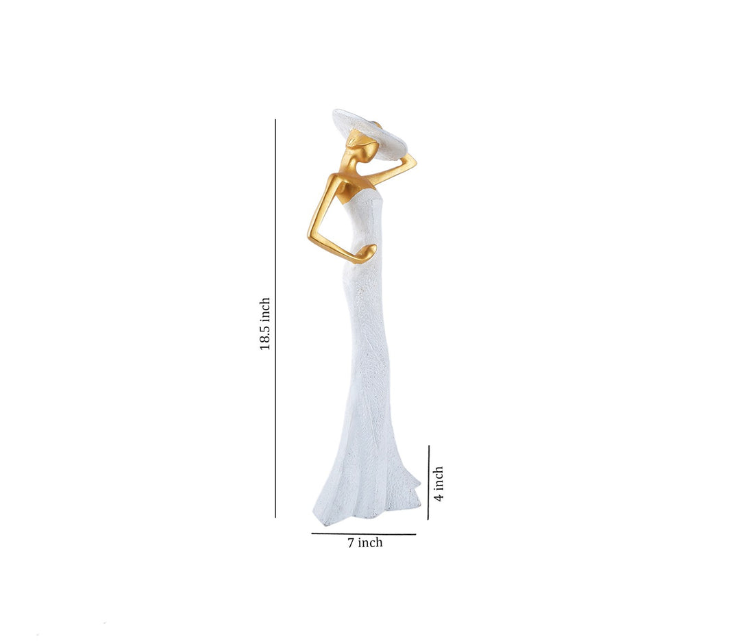 White Polyresin Lady Sculpture - Timeless Elegance | Artistic Lady Polyresin White Sculpture