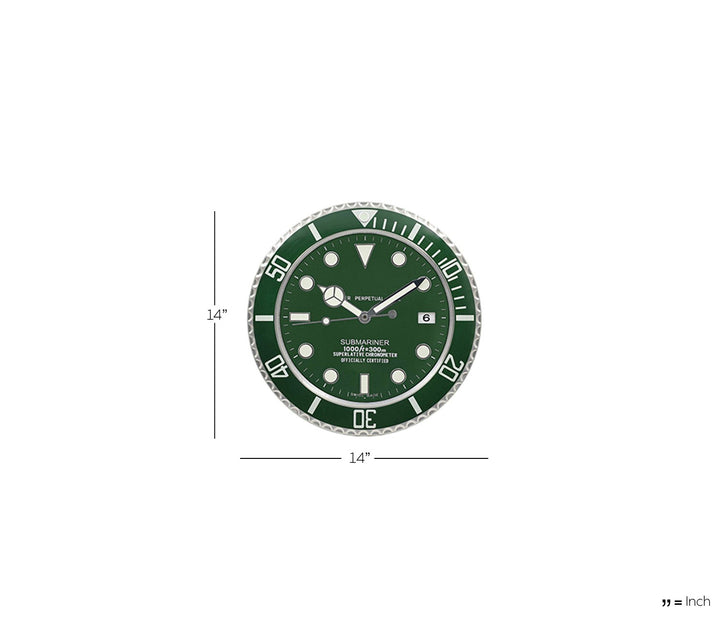 Luxury Green Stainless Steel Diver-Style Wall Clock