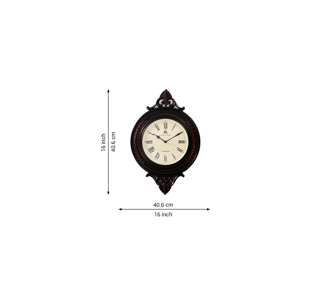 Flint Hand Carved Analog Wooden Wall Clock