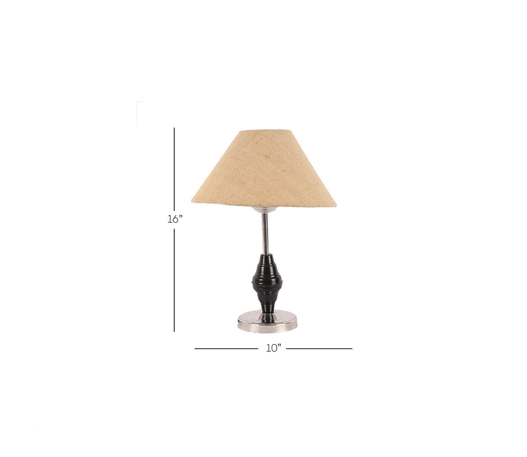 Brown Fabric & Chrome Modern Table Lamp