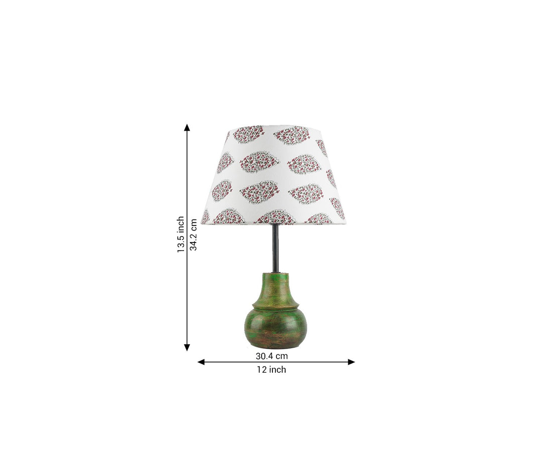White Floral Pattern Sphere-Shaped Table Lamp