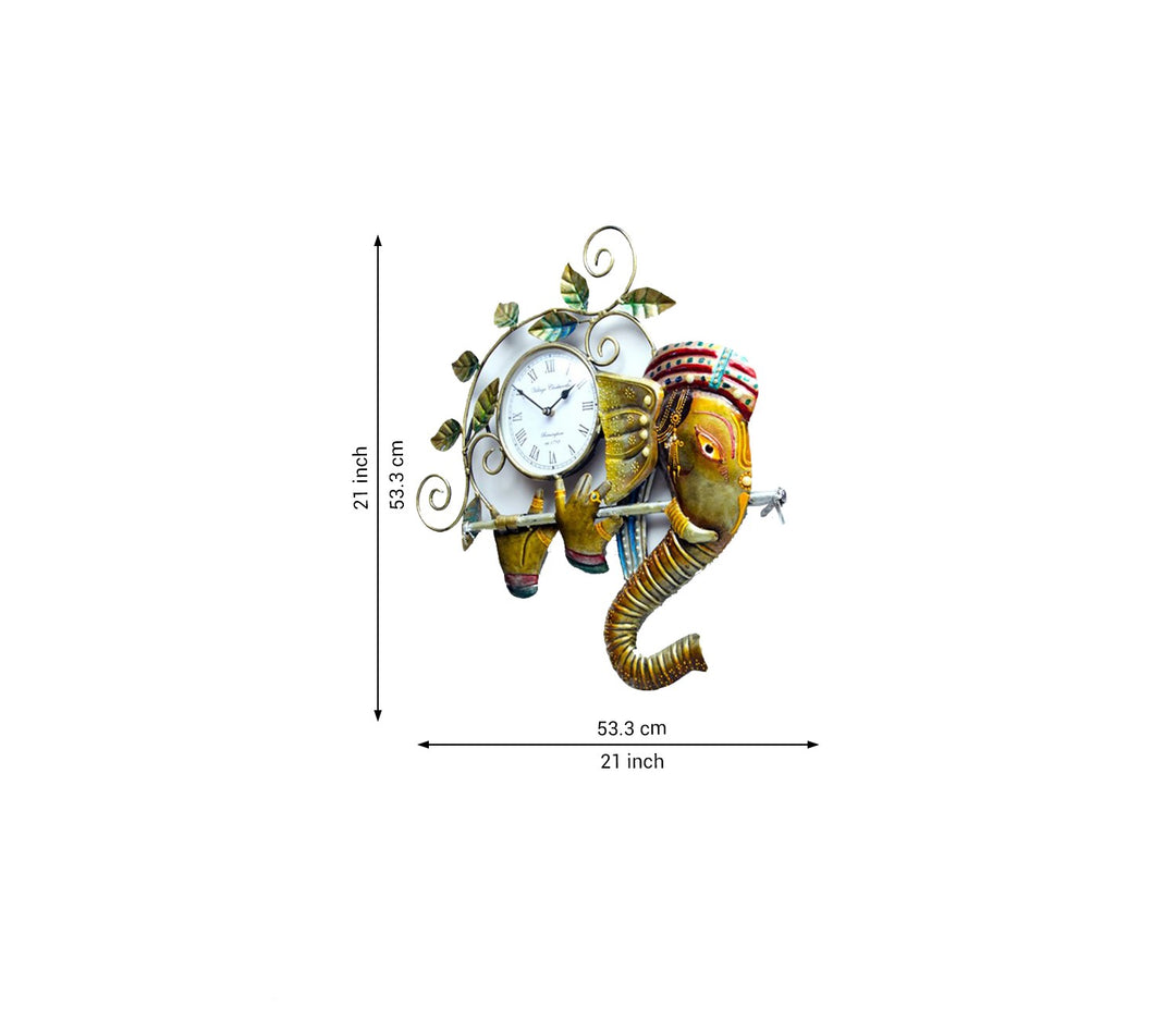 Beautiful Multi-Color Ganesha Iron Wall Clock