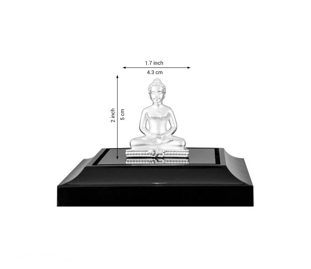 Exquisite Pure Silver Buddha Idol on Brown Base