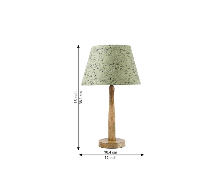 Green Floral Table Lamp with Shade (Large)