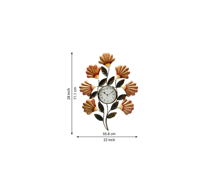 Beautiful Multicolour Floral Iron Wall Clock