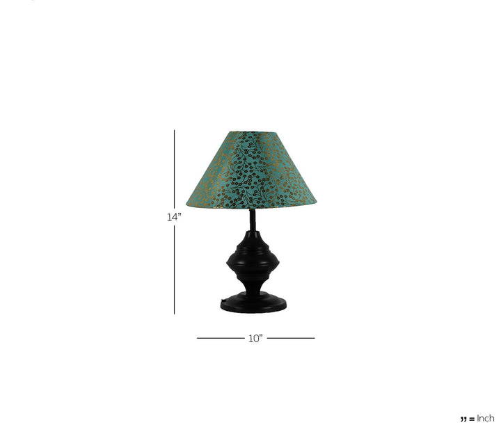 Green Fabric Shade Metal Table Lamp