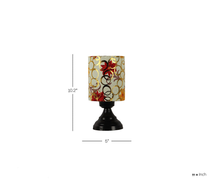 Multicolor Fabric Shade Black Metal Table Lamp