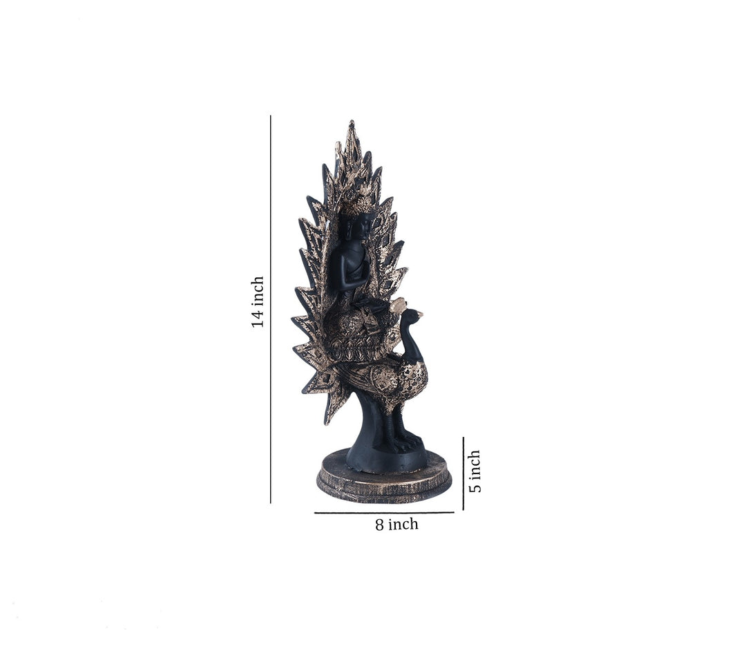 Elegant Black Polyresin Buddha Figurine