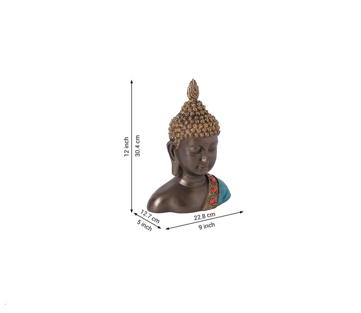 Serene Brown Buddha Bust Decorative Showpiece