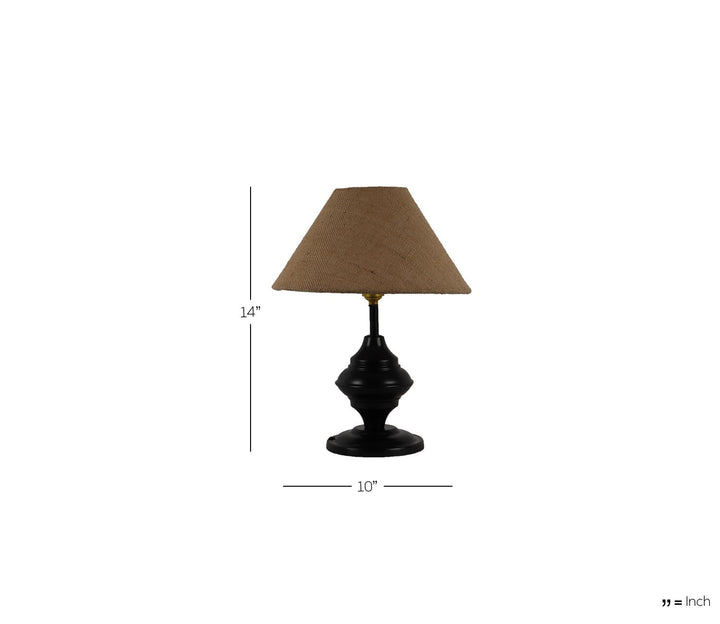Natural Fiber Shade & Black Metal Table Lamp (Brown)