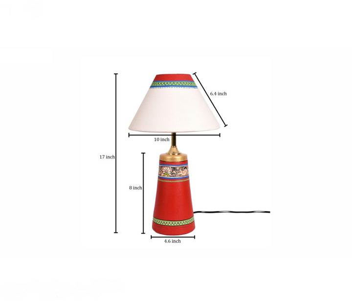 Red Handcrafted Terracotta Table Lamp