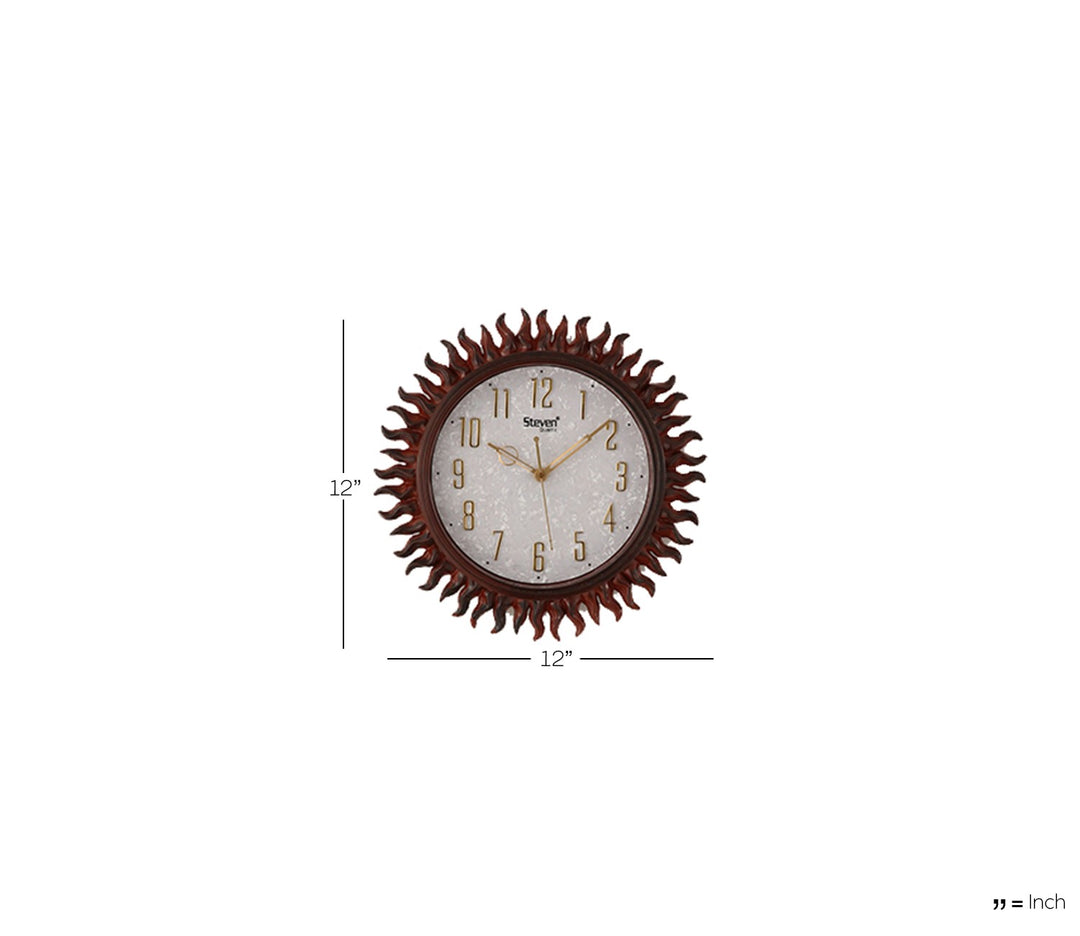 Medium Brown Sun Shaped Wall Clock