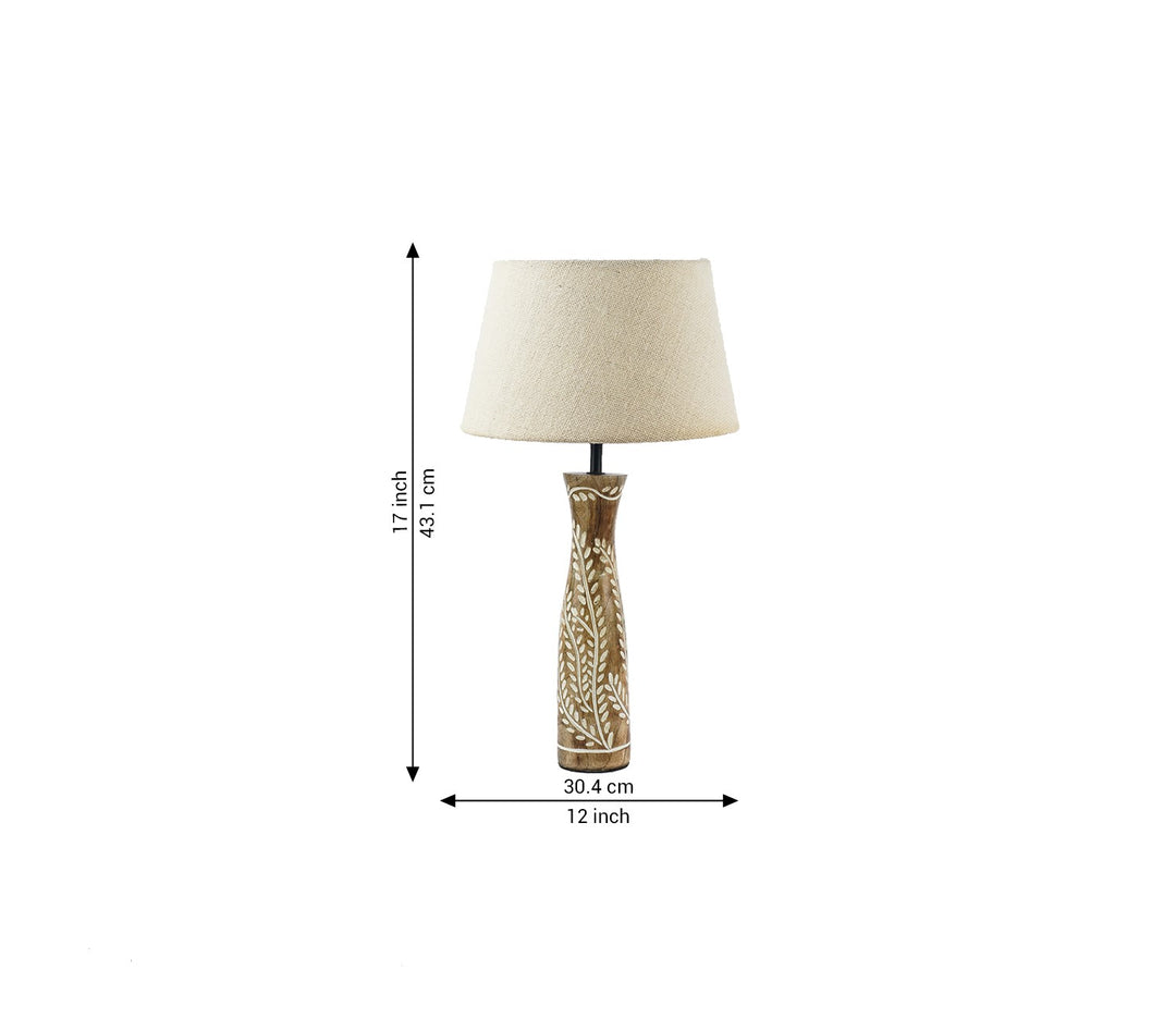 White Jute Table Lamp with Leaf Embossed Pattern (43.2 cm H)