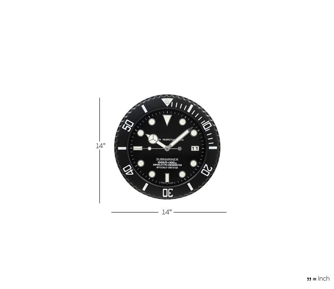 Luxury Matte Black Diver-Style Wall Clock