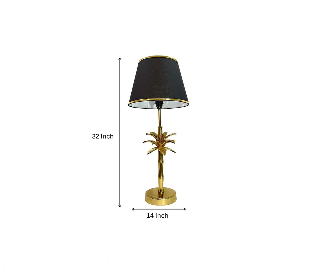 Coconut Tree Table Lamp with Black Cotton Shade