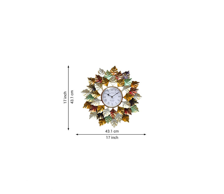 Vibrant Multicolour Leaf Decorative Iron Wall Clock