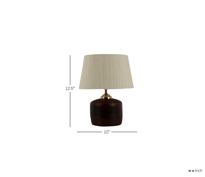 Modern Terracotta Table Lamp with Antique Fabric Shade