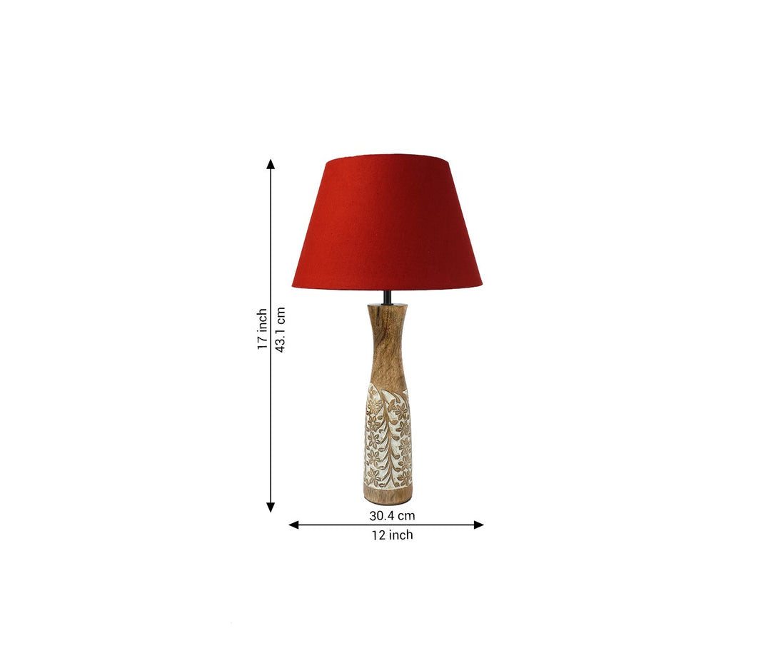 Handcrafted Vintage Enamel Table Lamp with Warm Glow (Red)