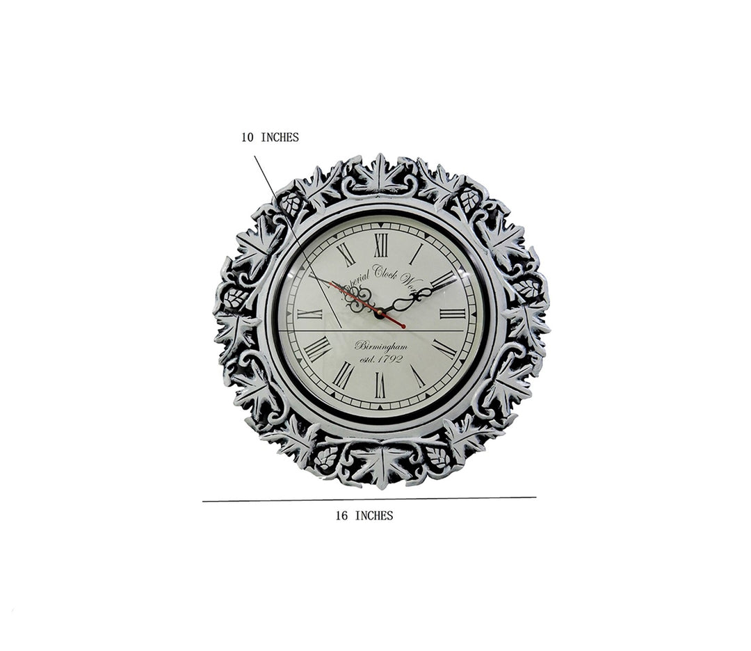 Whitewashed Round Wooden Wall Clock
