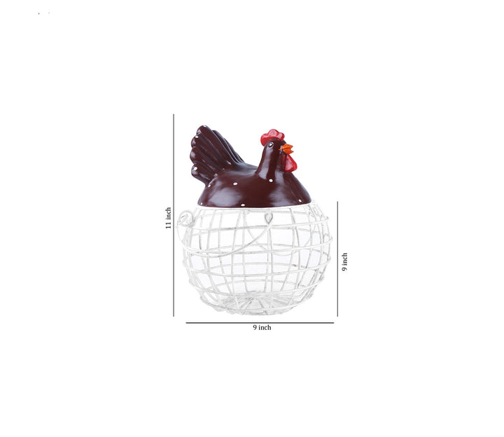 Rustic Red Rooster Egg Storage Basket | Red Rooster Egg Storage Basket