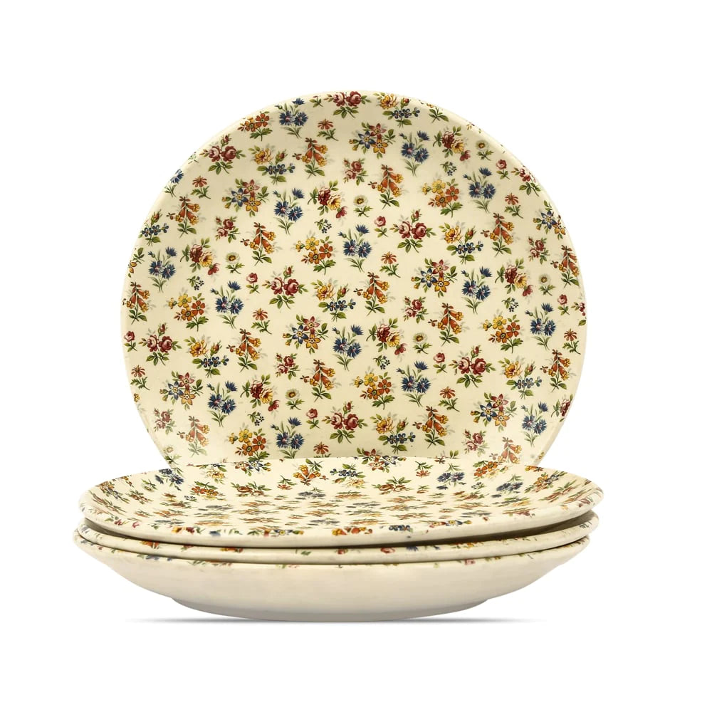 Ceramic Floral Dinner Plates - 10 Inch Set | Handmade Premium Ceramic Dinner Plate Set - Multi Color