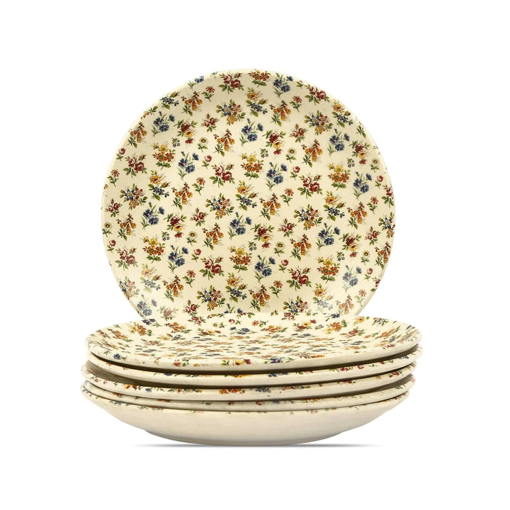 Ceramic Floral Dinner Plates - 10 Inch Set | Handmade Premium Ceramic Dinner Plate Set - Multi Color