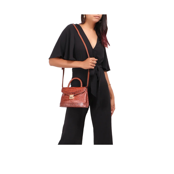 Tan Leather Sling Bag | Sophisticate Tan Sling Bag