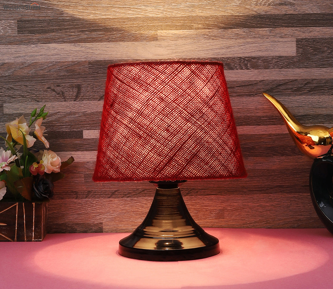Striking Red Shade Metal Table Lamp