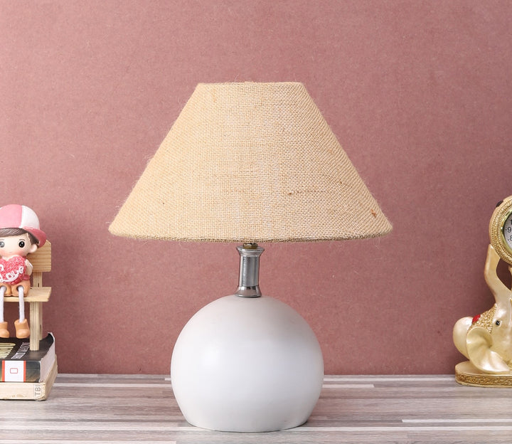 Metal Table Lamp with Brown Fabric Shade