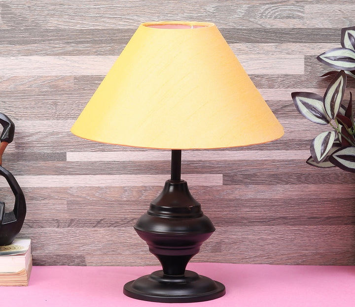 Metal Table Lamp with Yellow Shade