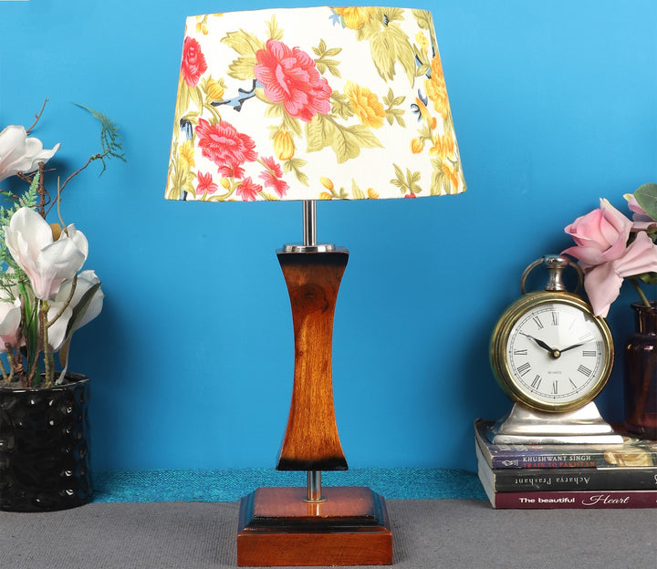 Modern Yellow Fabric Wooden Table Lamp