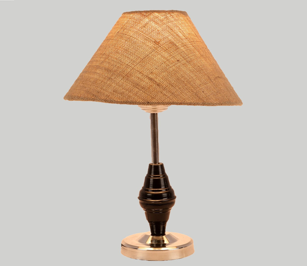 Brown Fabric & Chrome Modern Table Lamp