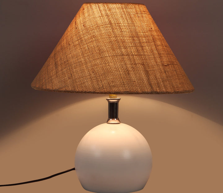 Metal Table Lamp with Brown Fabric Shade