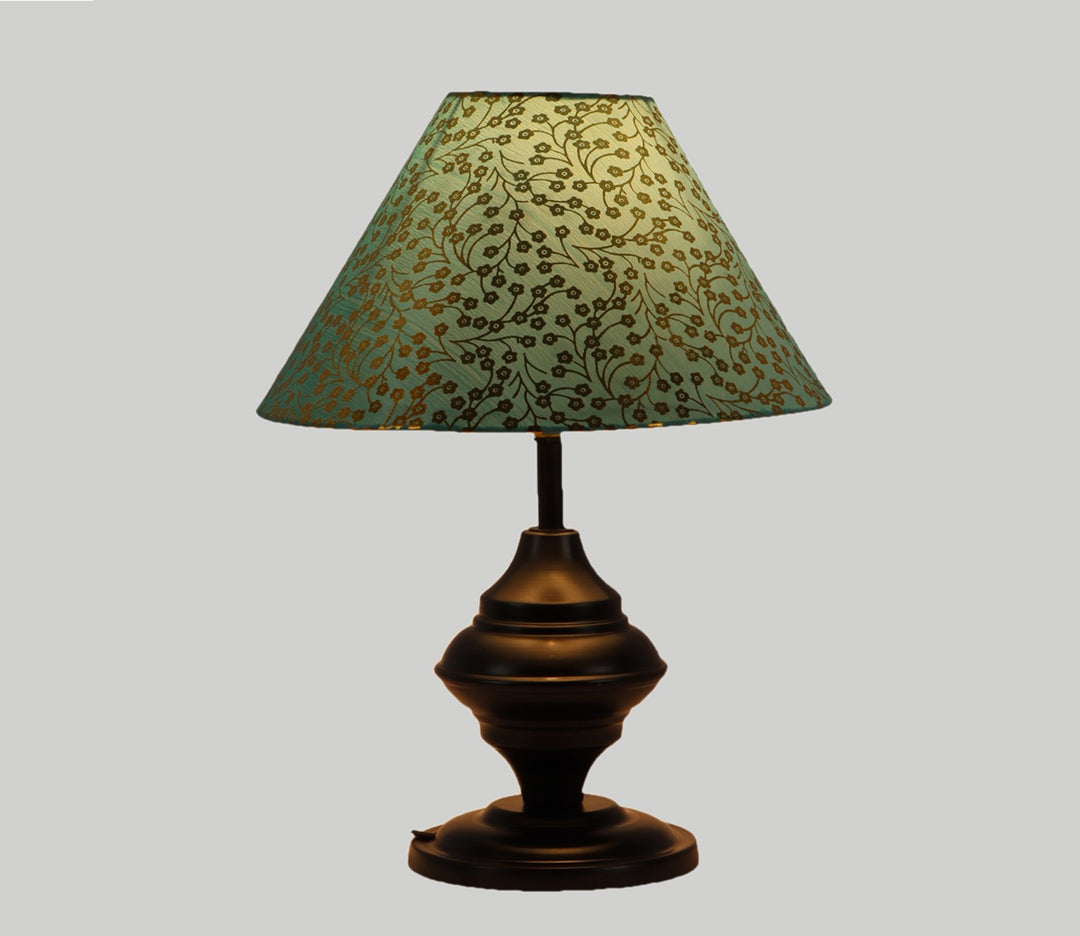 Green Fabric Shade Metal Table Lamp