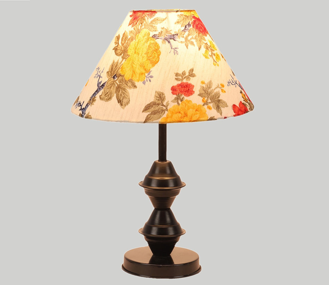 Black Metal Table Lamp with Multicolor Shade