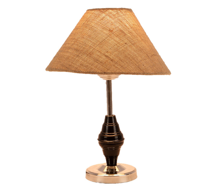Brown Fabric & Chrome Modern Table Lamp