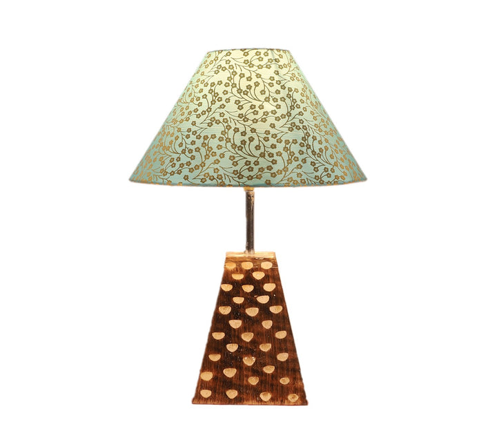 Modern Starlet Table Lamp: Green Fabric Shade & Wood Base