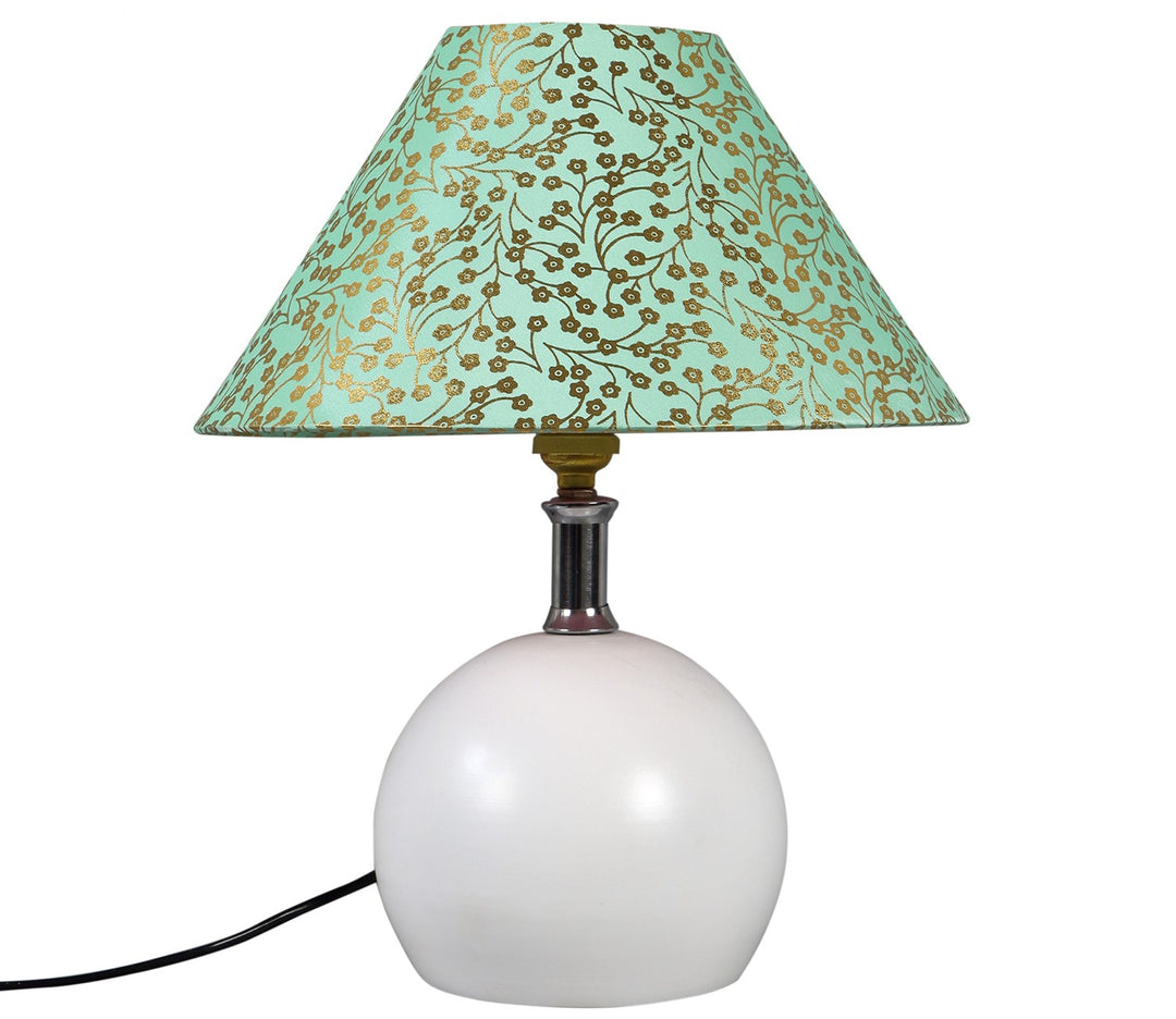 Green Shade Round Metal Table Lamp
