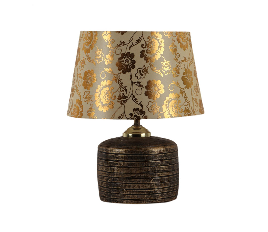 Unique Terracotta Table Lamp with Fabric Shade