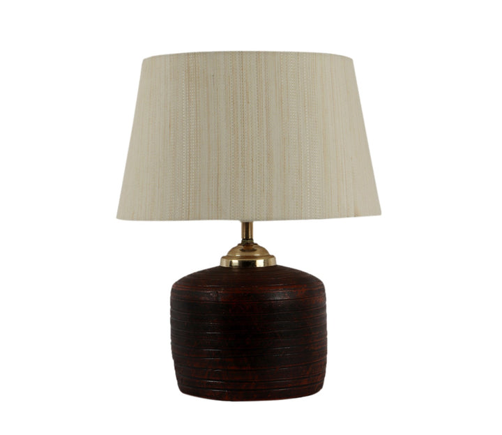 Modern Terracotta Table Lamp with Antique Fabric Shade