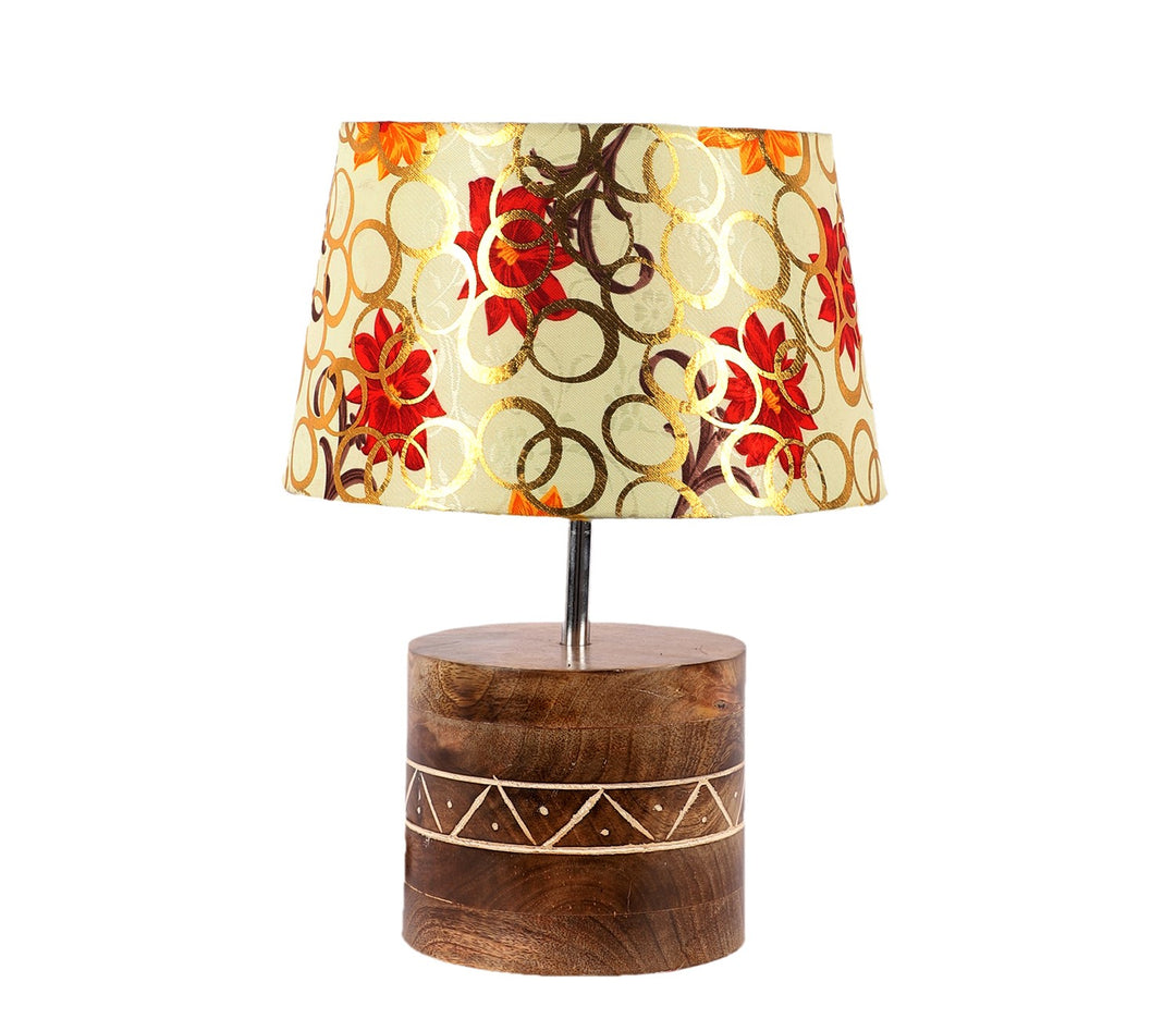 Table Lamp with Brown & White Base
