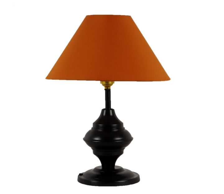 Orange Fabric and Black Metal Table Lamp