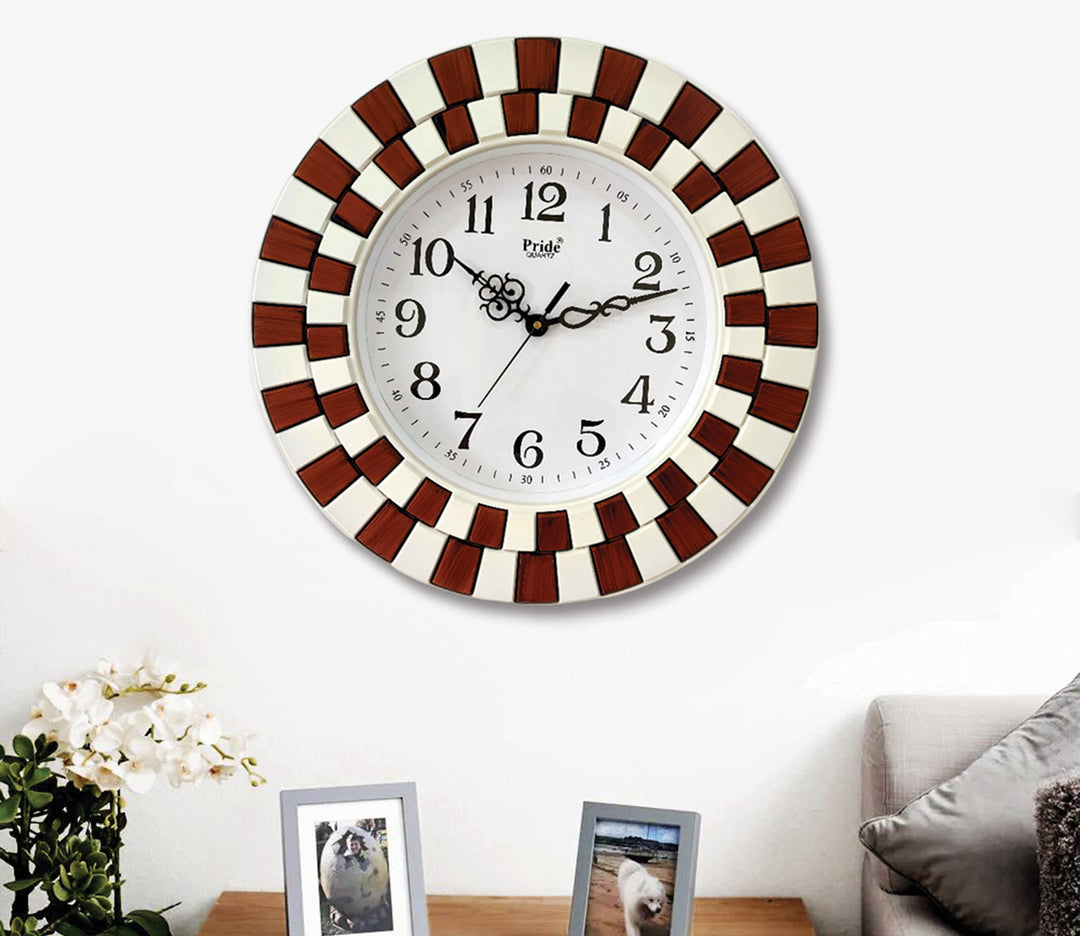 Brown Round Wooden Texture Wall Clock