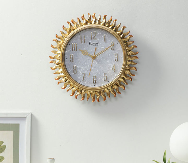 Medium Golden Sun Shaped Wall Clock