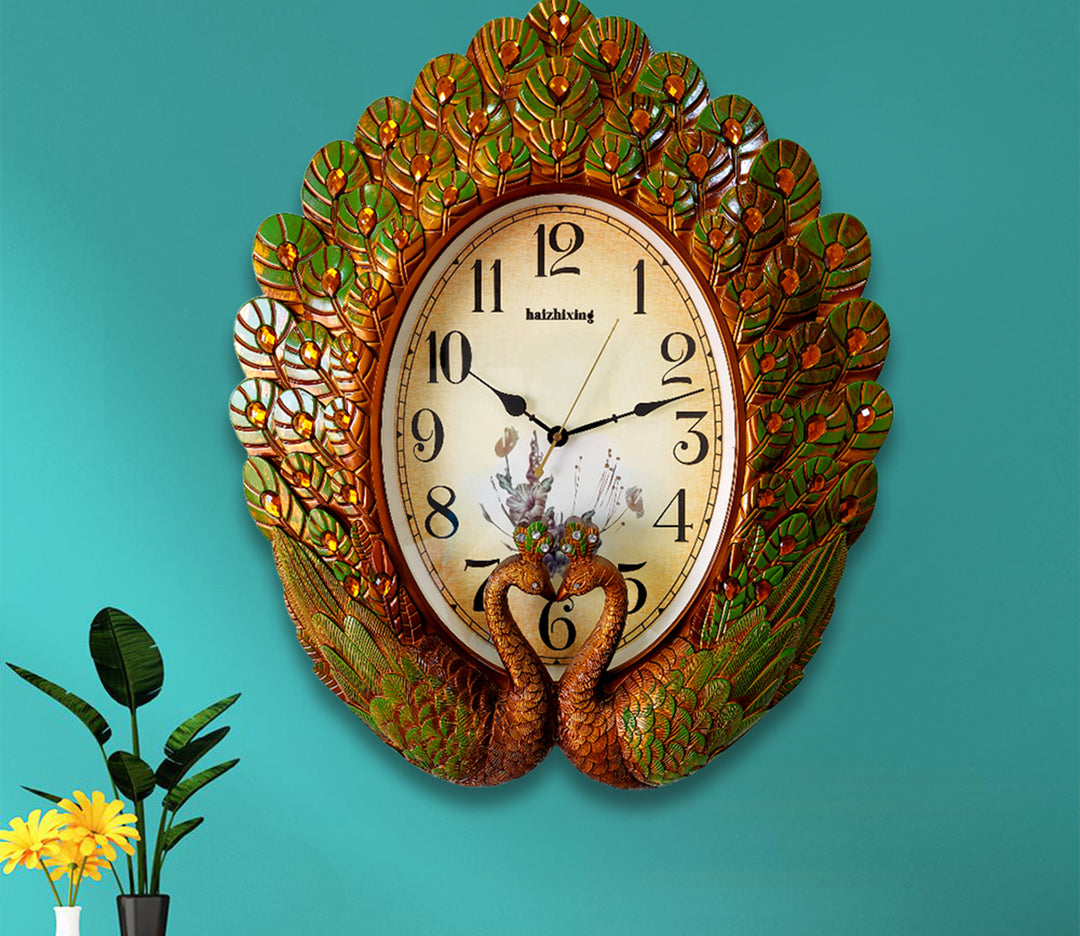 Elegant Designer Peacock Wall Clock