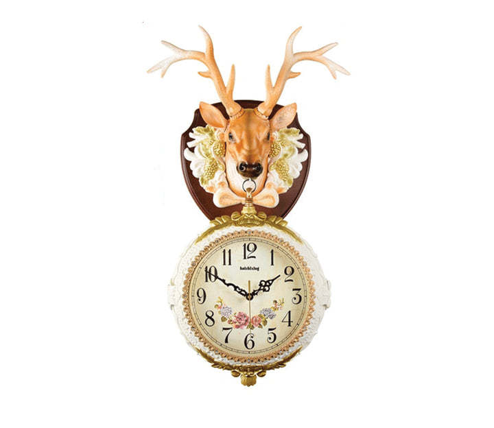 Large Dual-Sided Multicolor Reindeer Wall Clock