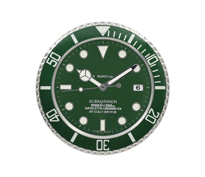 Luxury Green Stainless Steel Diver-Style Wall Clock