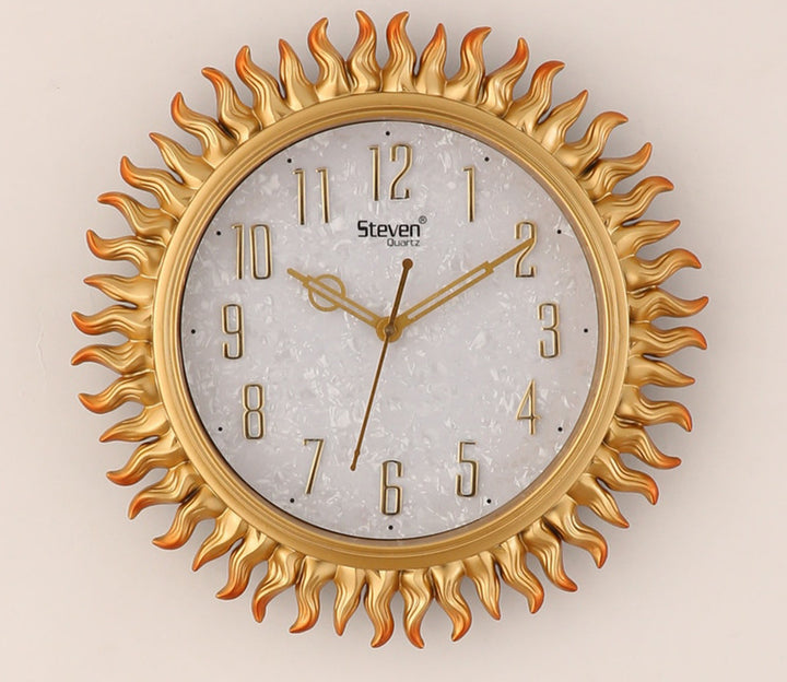 Medium Golden Sun Shaped Wall Clock