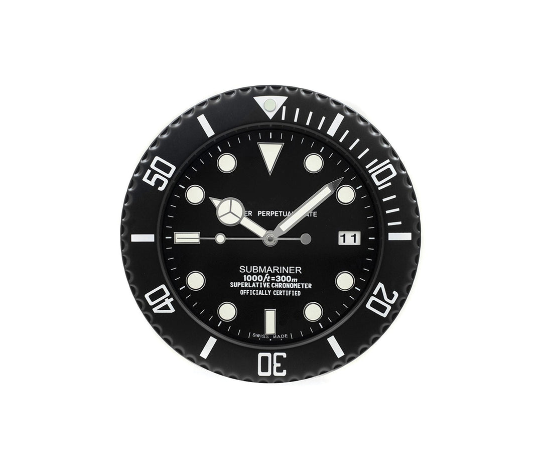 Luxury Matte Black Diver-Style Wall Clock