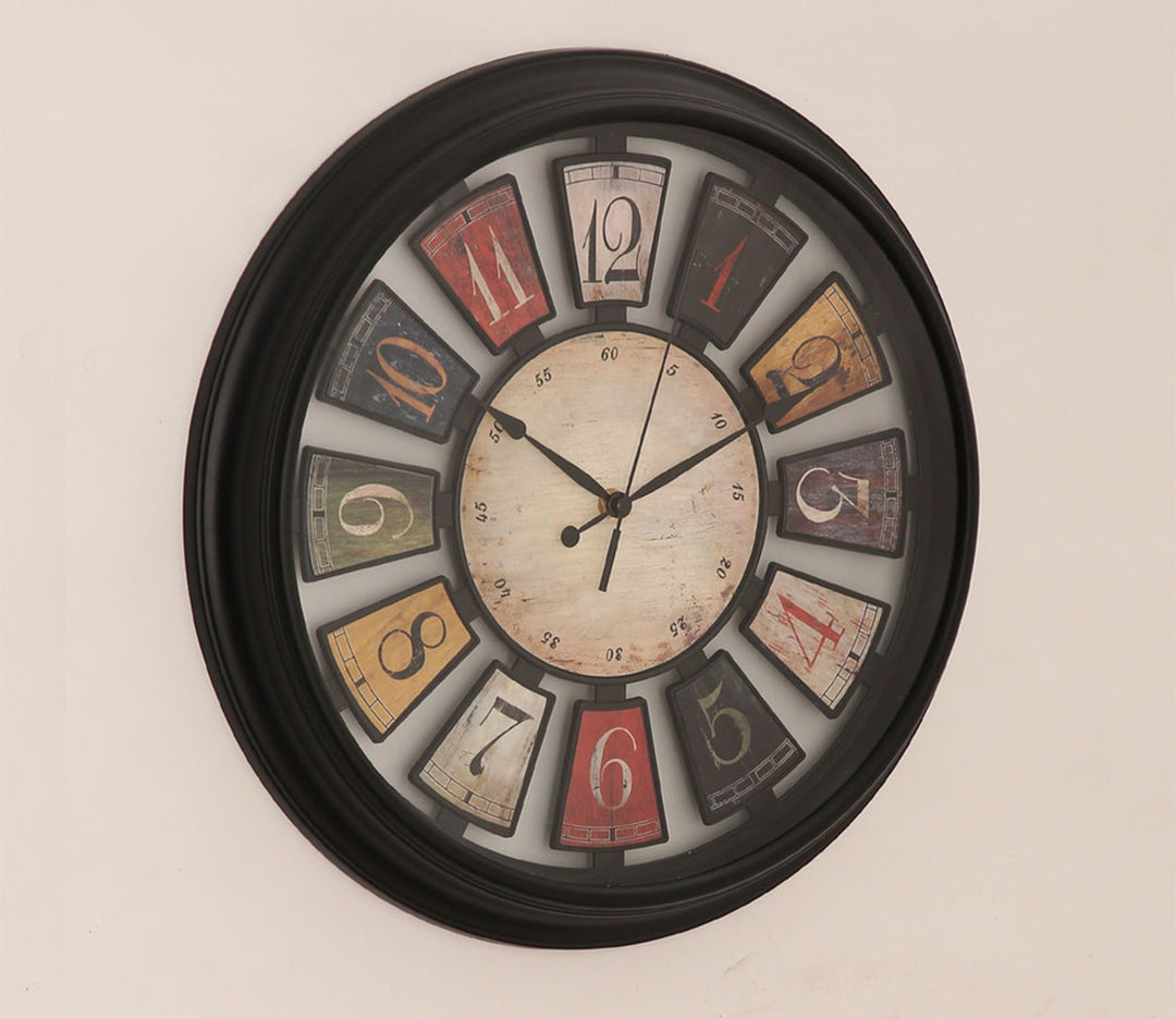 Large Multicolor Round Wall Clock